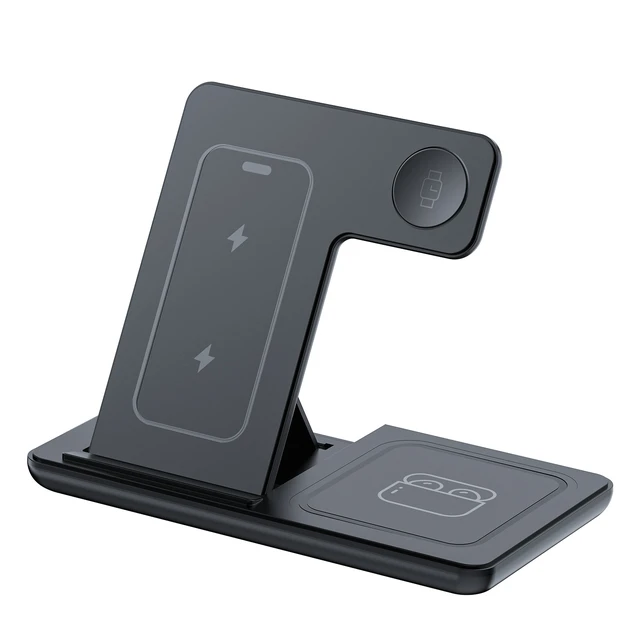 Alt view image 3 of 6 - Idealforce 3 in 1 Fast Magnetic Wireless Charging Station for iPhone 16 15 iWatch AirPods Mag-Safe Charger Stand Wireless Charger for iPhone AirPods & iWatch USA 3 in 1 Wireless Charger