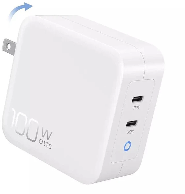 Main image of Idealforce 100W 2Ports USBC GaN PD Wall Charger Power Adapter, Fast Charging Charger Block for MacBook Pro / Air, iPhone 15 16 Pro Max Plus, Galaxy Devices