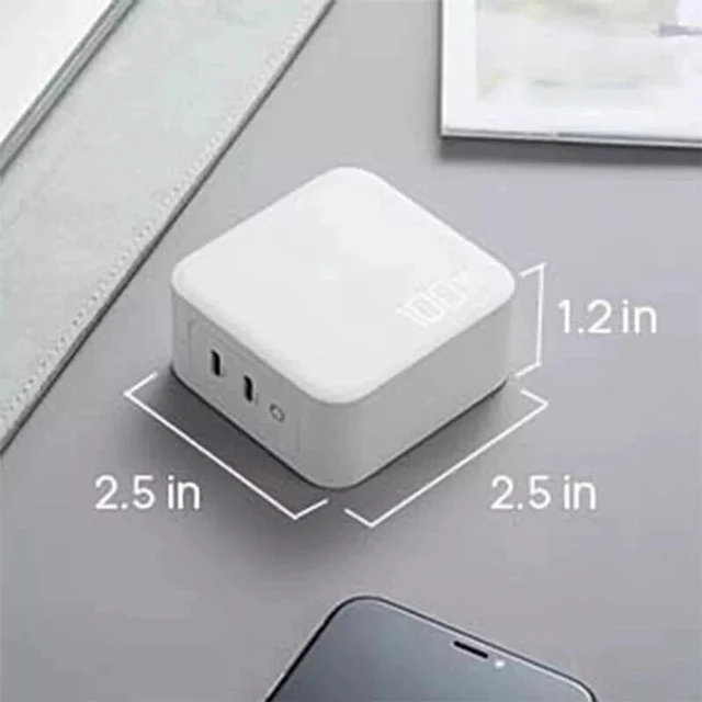 Alt view image 7 of 7 - Idealforce 100W 2Ports USBC GaN PD Wall Charger Power Adapter, Fast Charging Charger Block for MacBook Pro / Air, iPhone 15 16 Pro Max Plus, Galaxy Devices