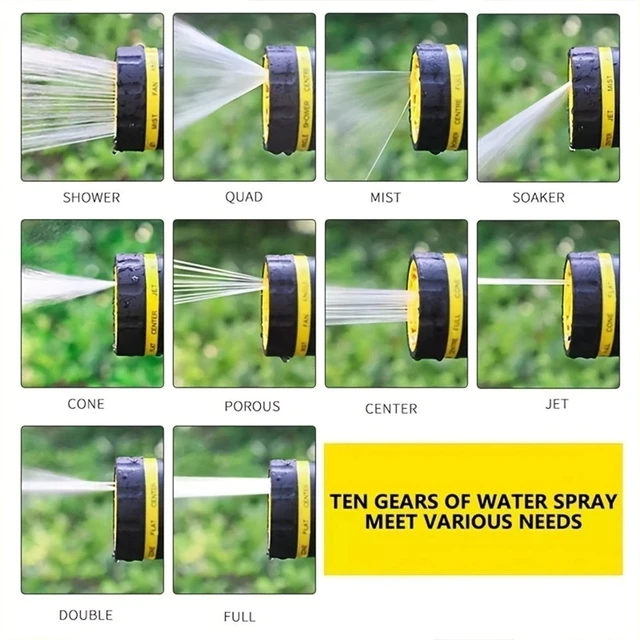 Alt view image 3 of 7 - Idealforce Garden Hose Spray Gun Nozzle, 10 Adjustable Watering Patterns Water Sprayer for Outdoor Lawn Watering, Car Wash, Cleaning, Pet Showering