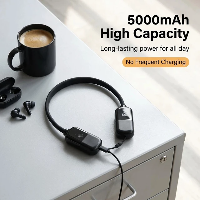 Alt view image 4 of 7 - Idealforce 5000mAh NeckHanging Power Bank, HandsFree Wearable Portable Phone Charger, TypeC Plug & Play Portable Battery Pack for Outdoor Camping Travel