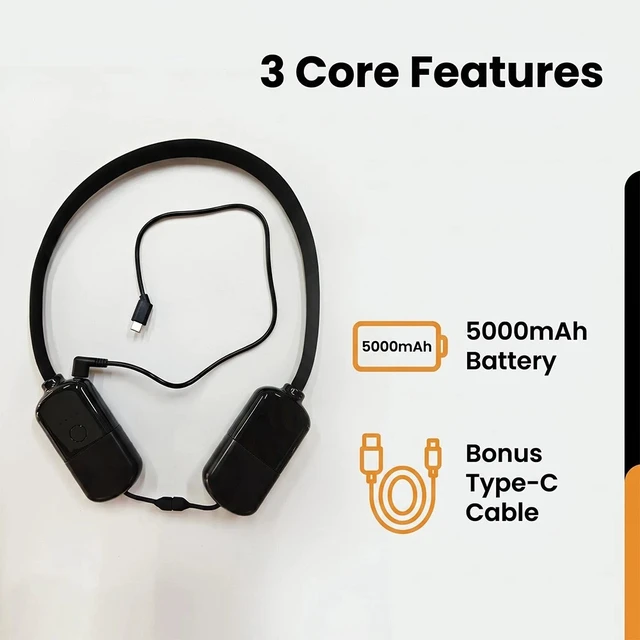 Alt view image 7 of 7 - Idealforce 5000mAh NeckHanging Power Bank, HandsFree Wearable Portable Phone Charger, TypeC Plug & Play Portable Battery Pack for Outdoor Camping Travel