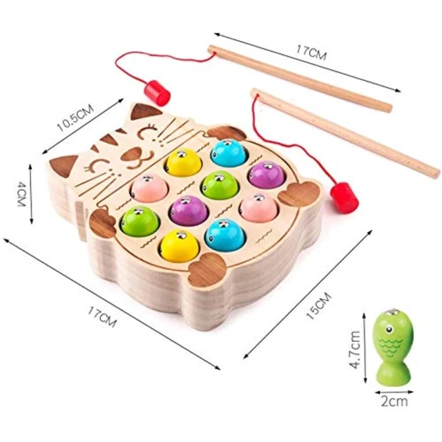 Alt view image 6 of 7 - Idealforce Magnetic Fishing Game Montessori Toy for Toddlers, Cat Shape Magnetic Fishing Board, Fine Motor Skill Educational Game for Kids