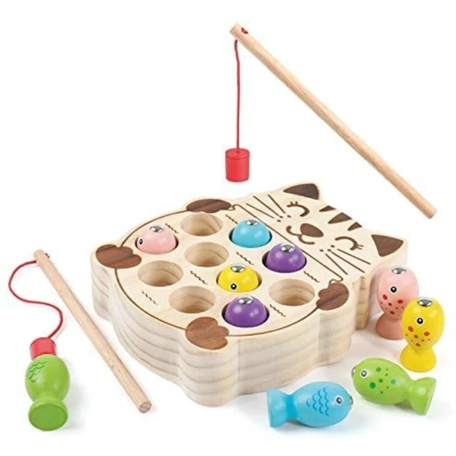 Alt view image 3 of 7 - Idealforce Magnetic Fishing Game Montessori Toy for Toddlers, Cat Shape Magnetic Fishing Board, Fine Motor Skill Educational Game for Kids