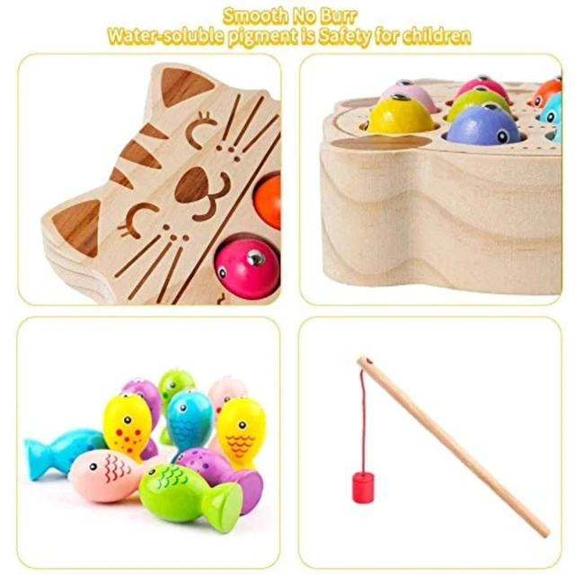 Alt view image 5 of 7 - Idealforce Magnetic Fishing Game Montessori Toy for Toddlers, Cat Shape Magnetic Fishing Board, Fine Motor Skill Educational Game for Kids