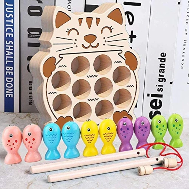 Alt view image 4 of 7 - Idealforce Magnetic Fishing Game Montessori Toy for Toddlers, Cat Shape Magnetic Fishing Board, Fine Motor Skill Educational Game for Kids