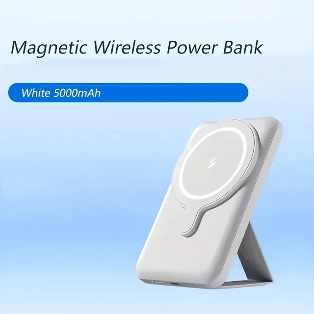 Alt view image 8 of 11 - Idealforce White 5000mAh MagSafe Foldable Magnetic Power Bank for iPhone 17/16/15/14 Pro Max - Wireless Portable Charger Battery Pack, Fast Charging External Cell Phone Accessory