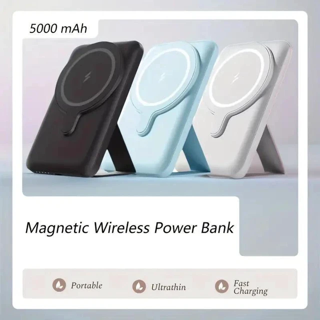 Alt view image 13 of 14 - Idealforce 5000mAh MagSafe Foldable Magnetic Power Bank for iPhone 17/16/15/14 Pro Max - Wireless Portable Charger Battery Pack, Fast Charging External Cell Phone Accessory Blue