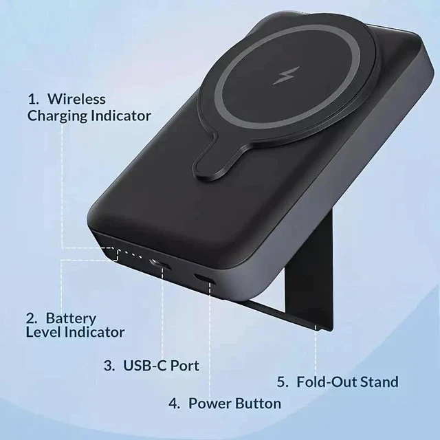 Alt view image 11 of 14 - Idealforce 5000mAh MagSafe Foldable Magnetic Power Bank for iPhone 17/16/15/14 Pro Max - Wireless Portable Charger Battery Pack, Fast Charging External Cell Phone Accessory Blue