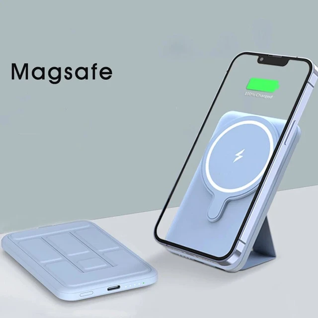 Alt view image 8 of 14 - Idealforce 5000mAh MagSafe Foldable Magnetic Power Bank for iPhone 17/16/15/14 Pro Max - Wireless Portable Charger Battery Pack, Fast Charging External Cell Phone Accessory Blue