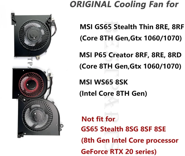 Alt view image 2 of 5 - BestParts New Genuine CPU+GPU Cooling Fan Replacement for MSI GS65 Stealth Thin, P/N: MS-16Q2 MS-16Q3, 16Q2-CPU 16Q2-G-CCW (Note: Only fits ''Thin'' Series)