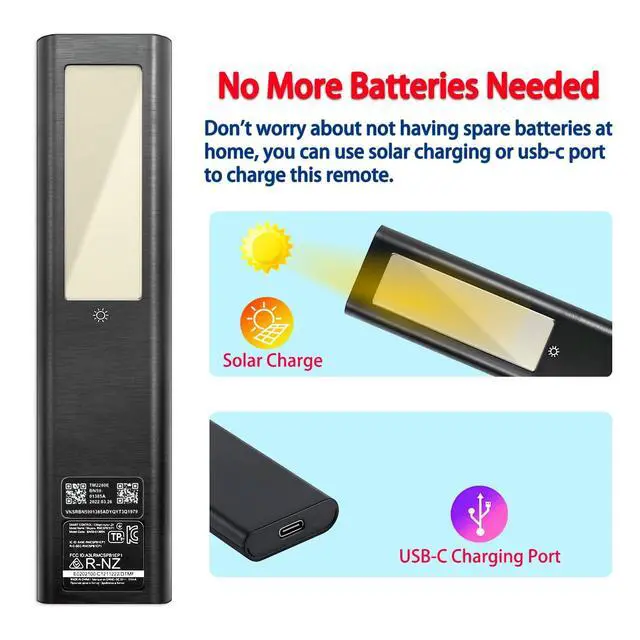 Alt view image 4 of 5 - BN59-01385A TM2280E Solar Charging Voice Remote, USB-C Rechargeable Compatible with Samsung Smart TV 2019-2025