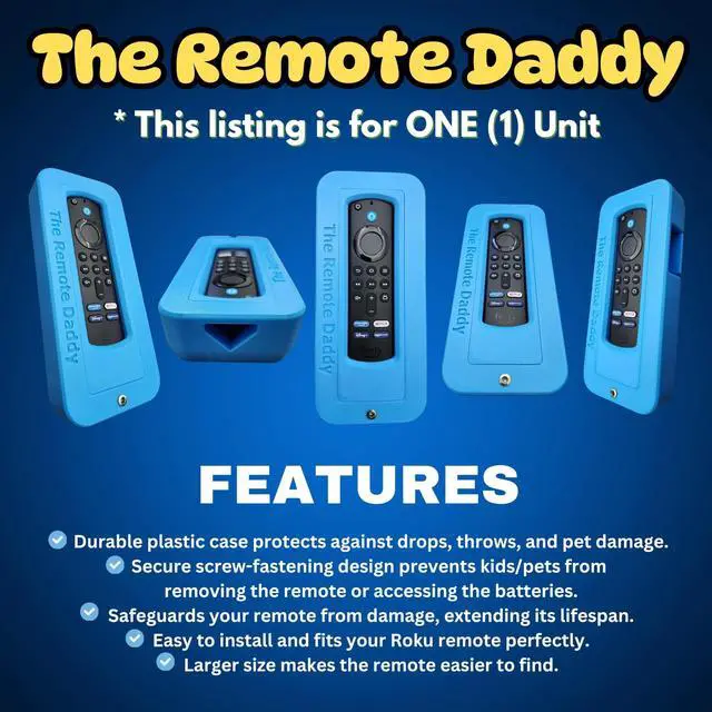 Alt view image 4 of 5 - The Remote Daddy - Protective Hard Case ^^ Dog Proof Remote Control case ^^ Fits Most FireTV and Roku remotes (Blue)