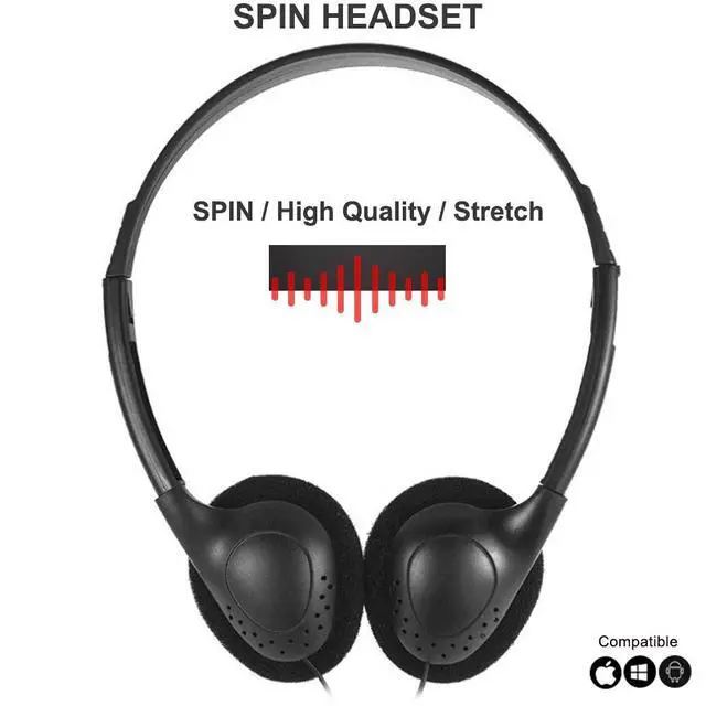Alt view image 3 of 5 - CN-Outlet Wholesale Kids Headphones in Bulk 25 Pack for School Classroom Students Children and Adults - Black (25 Black Straight)