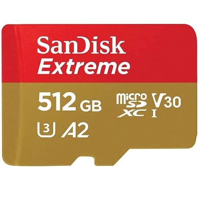 Alt view image 3 of 5 - SanDisk 512GB MicroSDXC Extreme Memory Card 2-Pack, Compatible with GoPro Max 2, HERO13 Black, Ultra Wide (SDSQXAV-512G-GN6MN), V30 U3 A2, Bundle with (1) Everything But Stromboli Reader