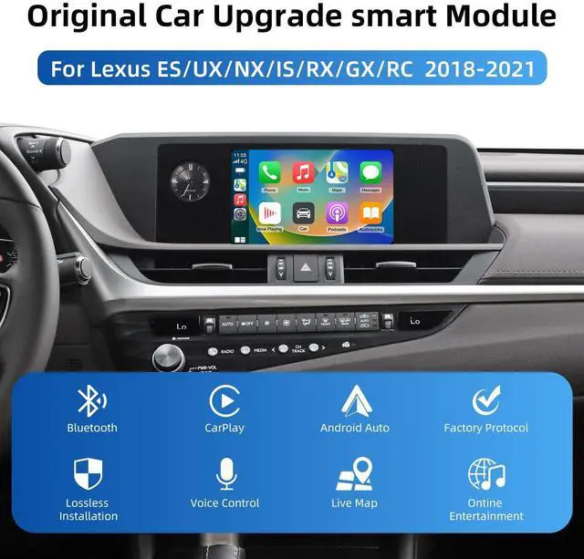 Alt view image 2 of 5 - ANYFAR Decoder Adapter Retrofit Kit Compatible with Lexus of 2018-2021 ES/UX/NX/IS/ES300H, 2021-2023 GX460, 2009 RC300, Support Wireless CarPlay Android Auto/Voice Control/Mirror Link/Camera/US