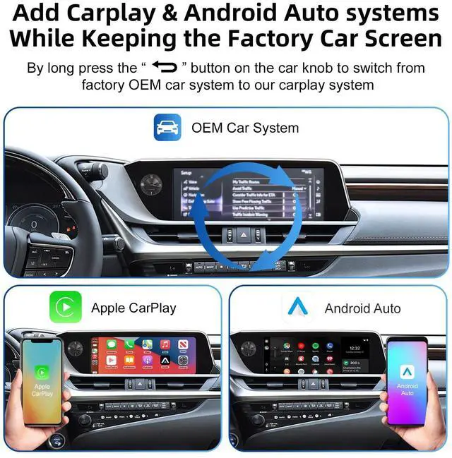 Alt view image 3 of 5 - ANYFAR Decoder Adapter Retrofit Kit Compatible with Lexus of 2018-2021 ES/UX/NX/IS/ES300H, 2021-2023 GX460, 2009 RC300, Support Wireless CarPlay Android Auto/Voice Control/Mirror Link/Camera/US