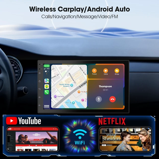 Alt view image 5 of 5 - Haudio 2 Din Car Radio with Wireless CarPlay & Android Auto, 7 Inch Touchscreen Car Stereo with Mirror Link,Android 13,Voice Control, FM/AM/RDS, 25 Sets UI Fit All Cars,with Rear View Camera (2