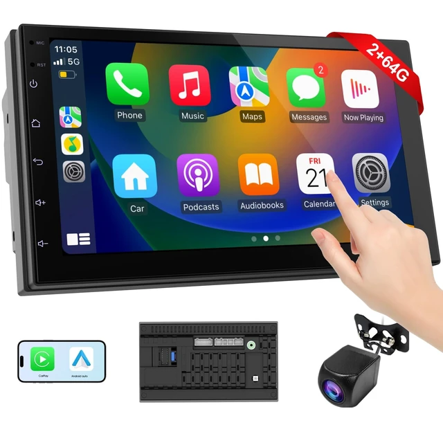 Alt view image 2 of 5 - Haudio 2 Din Car Radio with Wireless CarPlay & Android Auto, 7 Inch Touchscreen Car Stereo with Mirror Link,Android 13,Voice Control, FM/AM/RDS, 25 Sets UI Fit All Cars,with Rear View Camera (2
