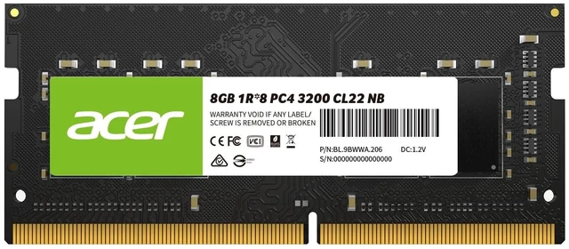 Main image of Acer SD100 8GB RAM DDR4 (1x8GB) Laptop Ram 3200 MHz SODIMM PC4-2500 CL22 Memory 1.2v - BL.9BWWA.206