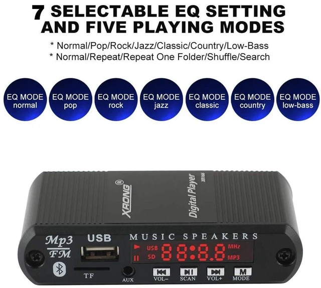 Alt view image 3 of 5 - Bluetooth Audio Receiver FM Radio,MP3 Digital Player,LED 4-Digital Display,SD Card/USB Playback 3.5mm Audio Output(Black)