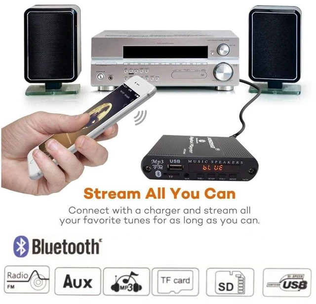 Alt view image 5 of 5 - Bluetooth Audio Receiver FM Radio,MP3 Digital Player,LED 4-Digital Display,SD Card/USB Playback 3.5mm Audio Output(Black)