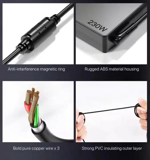Alt view image 3 of 5 - 230W 170W OEM Charger for Lenovo ThinkPad P17 Gen 1 20SN 20SQ Laptop Genuine ADL230NLC3A ADL230NDC3A 4X20E75111 GX20L29347 Power Supply Adapter Cord