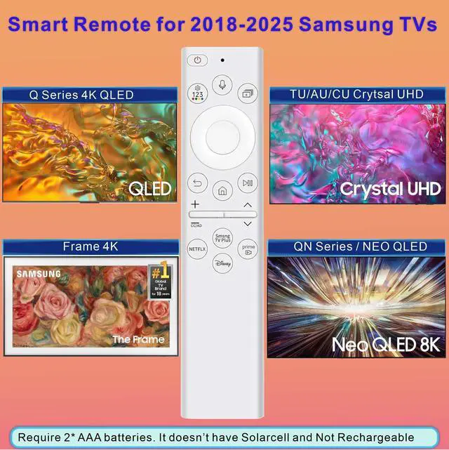 Alt view image 2 of 5 - for Samsung Frame TV Remote, for 2018-2024 Samsung Remote Control for Smart TV with Voice Control. with Solarcell. 2-Year Warranty.