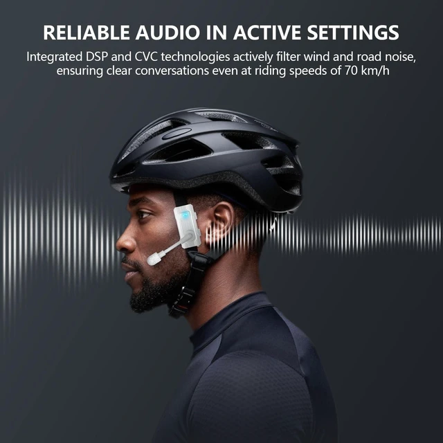 Alt view image 4 of 5 - J-Trek BH03 Bluetooth 5.4 Helmet Headphone, 8-Way Group Communication System with 1000m Range, Noise Cancelling Headset with Mic for Biking, Skiing, Climbing, White