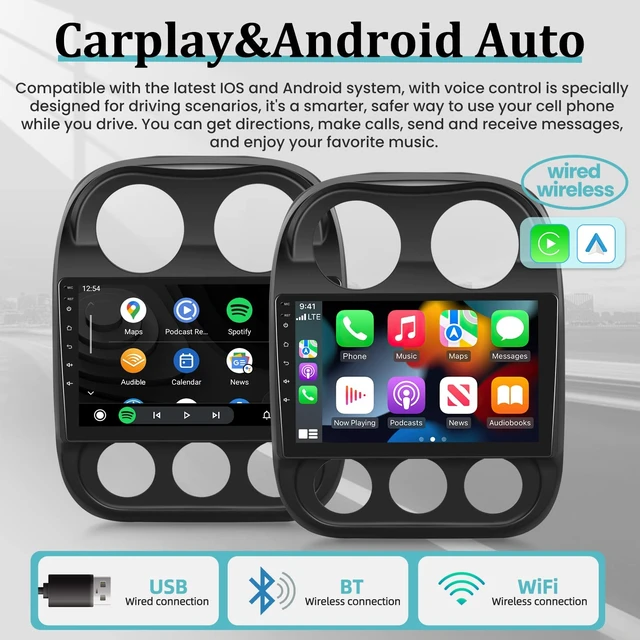 Alt view image 2 of 5 - NHOPEEW 2+32G 10.1'' Android Car Stereo for Jeep Patriot Compass 2010-2016