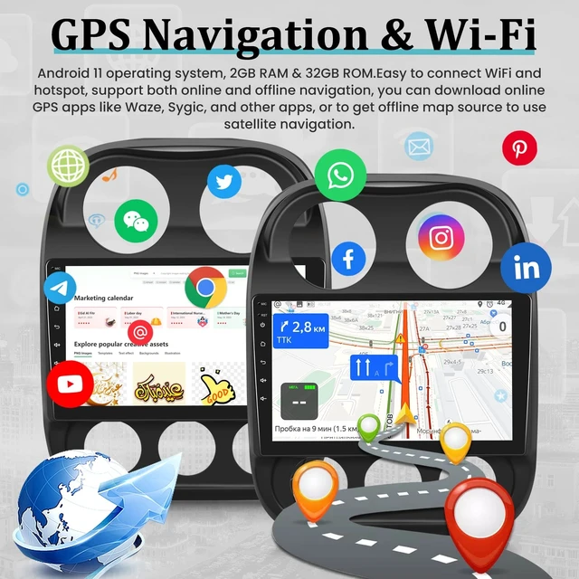Alt view image 3 of 5 - NHOPEEW 2+32G 10.1'' Android Car Stereo for Jeep Patriot Compass 2010-2016