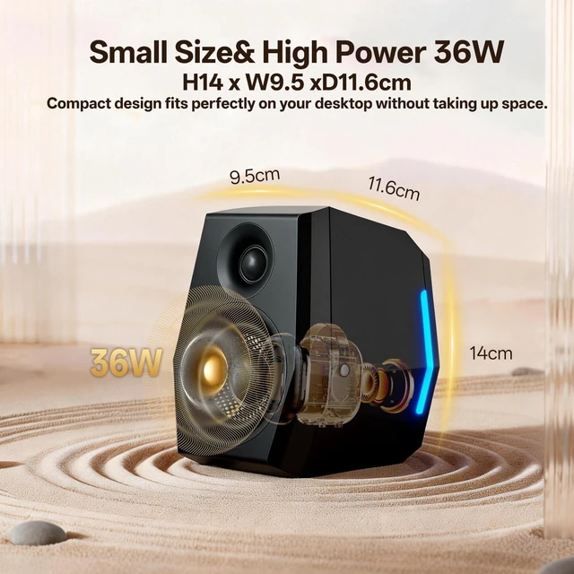 Alt view image 2 of 5 - Sanyun SW209 36W 2.0 Gaming Speakers, Tactical Audio Map with 3 DSP Modes