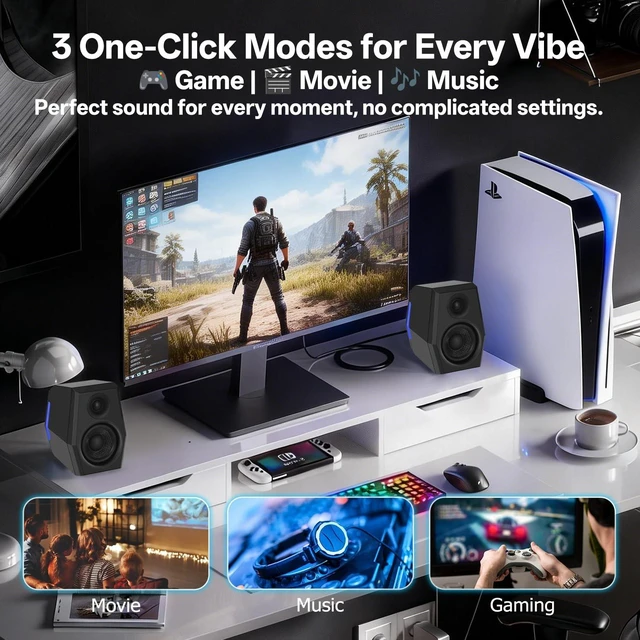Alt view image 4 of 5 - Sanyun SW209 36W 2.0 Gaming Speakers, Tactical Audio Map with 3 DSP Modes