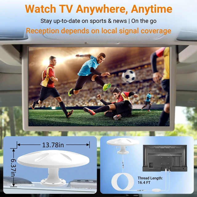 Alt view image 3 of 5 - Digital Outdoor RV TV Antenna Roof Mount for Camper, VHF/UHF