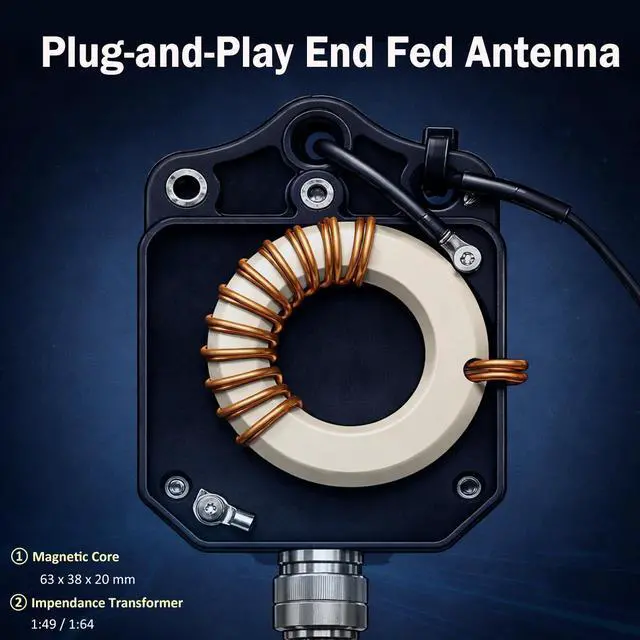 Alt view image 4 of 5 - JYR4010-400W End Fed Half Wave Antenna for Ham Radio 400W Shortwave Radio Antenna 4 Band 10m 15m 20m 40m Long Wire Antenna 1:64 Balun No Tuning Great for POTA/SOTA