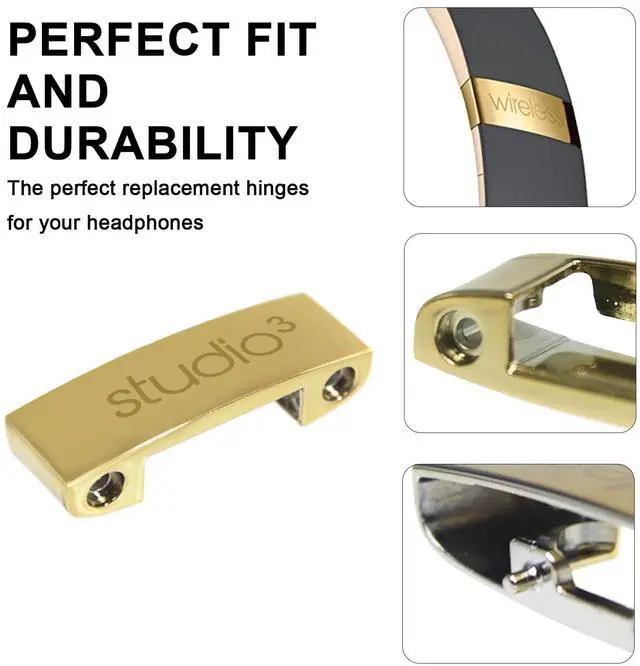 Alt view image 4 of 5 - Studio 3 Replacement Headband & Hinge Replacement for Beats Studio3 Headphone,Durable Parts Accessories Repair Kit Set(Black Gold)