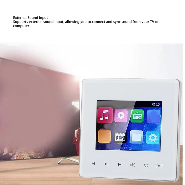 Alt view image 3 of 5 - Decumeby Wall Mount Music Amplifier, 2.8 inch HD Touch Screen, Smart Bluetooth Ceiling Speaker Background Music Controller with FM Radio, Timing On Off