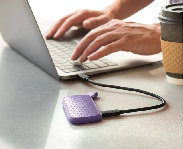 Alt view image 4 of 4 - Sandisk 1TB Portable SSD - Lavender, Up to 800MB/s, USB-C, USB 3.2 Gen 2, External Solid State Drive - SDSSDE29-1T00-AWL