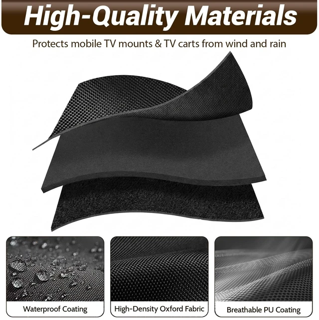 Alt view image 3 of 5 - Outdoor TV Cover-Weatherproof TV Stand Covers for Outside TV,Compatible Patio TV Protector for Rolling TV Stand (Black, 70"L x 15"W x 57"H)