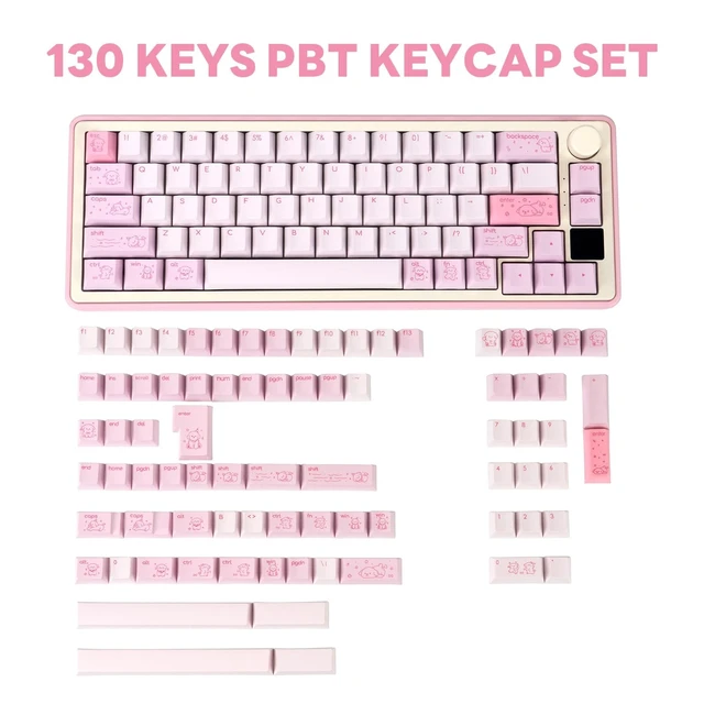Alt view image 2 of 5 - TIMSEKER Minimalist Cute Pink Keycap Set, Kawaii Cherry Profile Key Caps