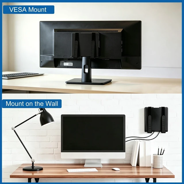 Alt view image 3 of 5 - Universal Wall and VESA Mount for Micro PC, UPS Units, WiFi Router, Cable Modem and Other Electronic Devices Adjustable Strap Mount Bracket for Dell Lenovo HP mini pc, Mounted Behind The TV o