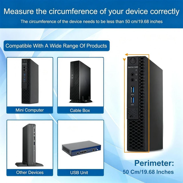 Alt view image 2 of 5 - Universal Wall and VESA Mount for Micro PC, UPS Units, WiFi Router, Cable Modem and Other Electronic Devices Adjustable Strap Mount Bracket for Dell Lenovo HP mini pc, Mounted Behind The TV o
