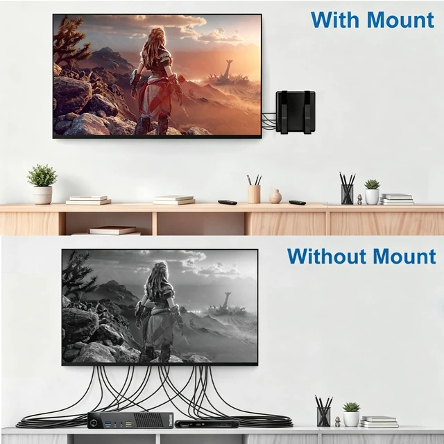 Alt view image 5 of 5 - Universal Wall and VESA Mount for Micro PC, UPS Units, WiFi Router, Cable Modem and Other Electronic Devices Adjustable Strap Mount Bracket for Dell Lenovo HP mini pc, Mounted Behind The TV o