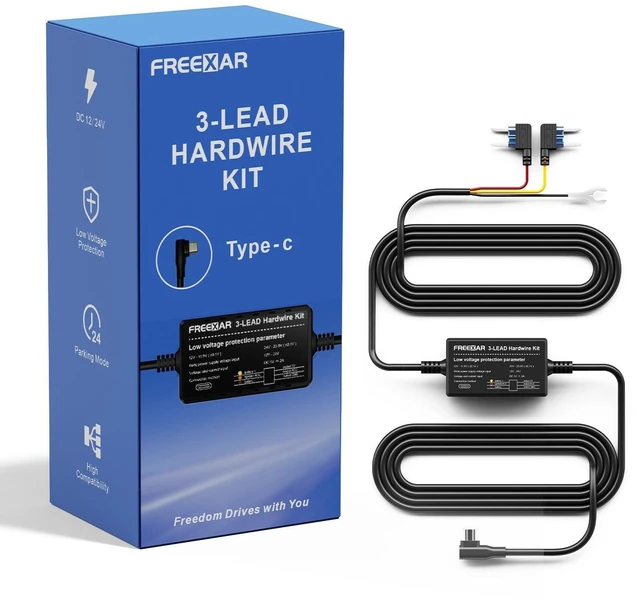 Main image of FREEXAR Dash Cam Hardwire Kit, Acc Hardwire Kit (12V24V to 5V) USB-C Power Cable for Dash Camera, 24H Parking Mode with Low Voltage Protection, Mini Fuse Included