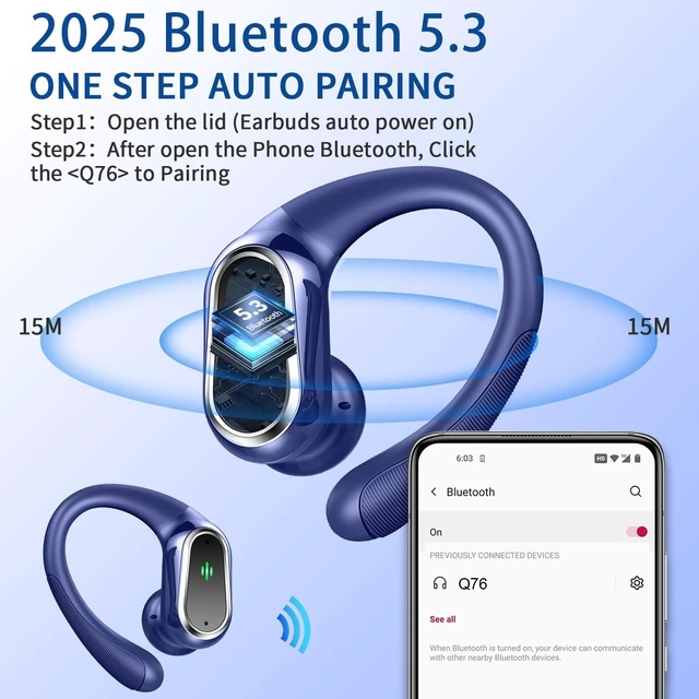 Alt view image 2 of 5 - Wireless Earbuds, 2026 New Bluetooth 5.4 Headphones Sport, 60H+ HiFi Stereo