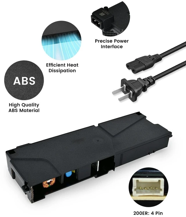 Alt view image 4 of 5 - for PS4 Power Supply Replacement ADP-200ER CUH-12xx Series(4 pin) PSU kit