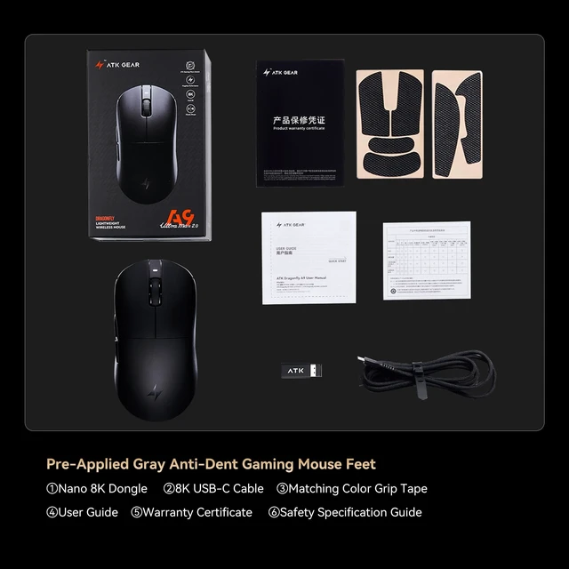 Alt view image 2 of 5 - ATK Dragonfly A9 Ultra MAX Wireless Gaming Mouse - White