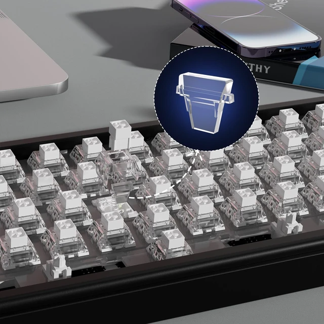 Alt view image 5 of 5 - DRAOZA Kailh Box White Pro Switch - Clicky Mechanical Switches, Dustproof and Waterproof, 45gf Force, 80M Keystrokes, for Gaming & Typing, MX Compatible(108pcs)