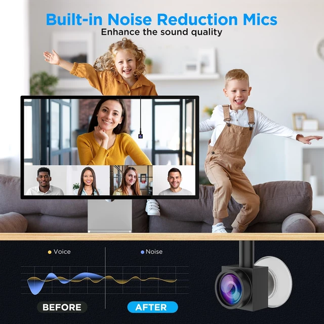 Alt view image 4 of 5 - Uyissykia 1080P Center Screen Webcam with Auto Focus, Middle Screen Camera with Noise Reducing Mic, Plug & Play Center Cam for Zoom/Teams/Mac/PC, Ideal for Video Conferencing & Remote Work
