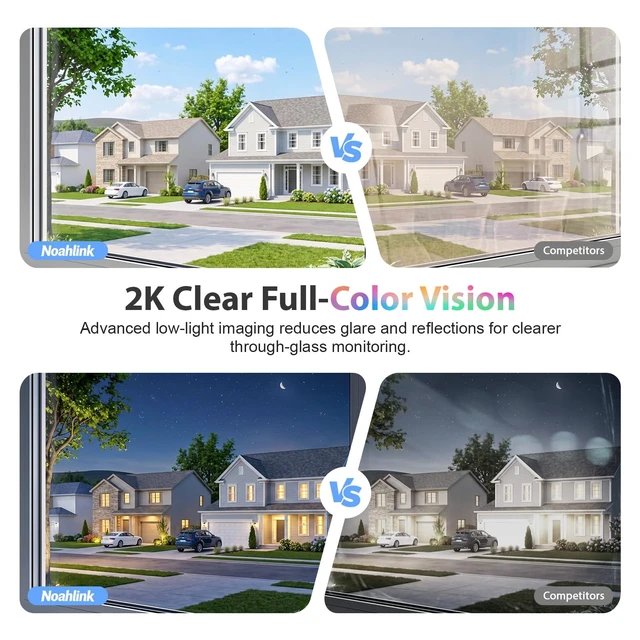 Alt view image 3 of 5 - Noahlink 3MP 2K Window Camera, 2.4/5GHz WiFi Indoor Window Cameras for Home Security, Full-Color Night Vision, AI Human/Vehicle/Pet Detection, Two-Way Audio, 24/7 Recording, Works with Alexa (1 Pack)